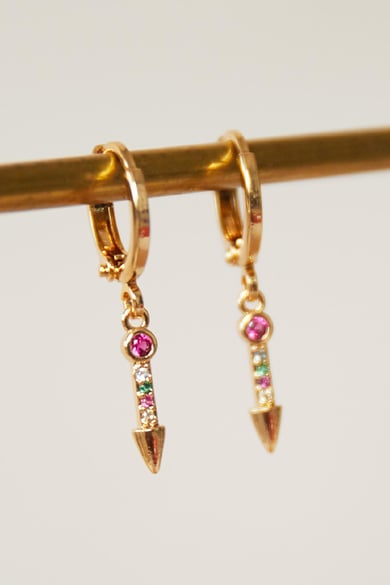 Oorbellen Zirconia Arrow  Goud kleur Koper h5 Afbeelding5